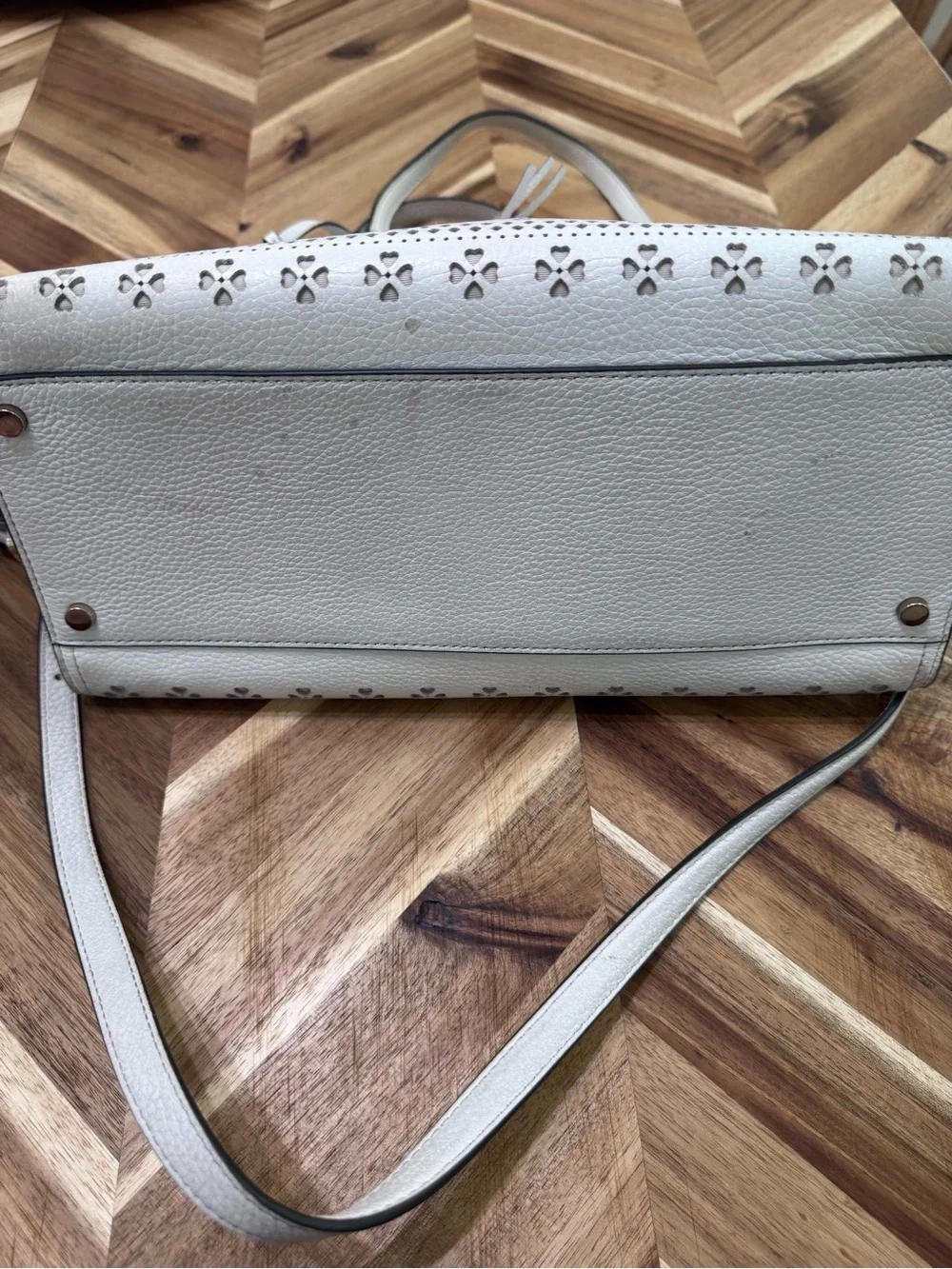 Kate Spade Perforated Leather Tote in white
